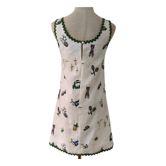 Alemais Play Linen Embroidered Sleeveless Scoop-Neck Mini Dress US 6 - Picture 7 of 9